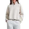 imageG4Free Flurrylux Womens Sweatshirts Fleece Lined Half Zip Mock Neck Cropped Pullover Winter Fashion Outfits ClothesDusty Taupe