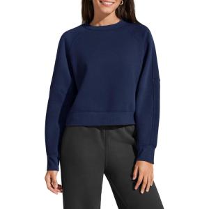 imageG4Free Flurrylux Womens Cropped Crewneck Sweatshirts Fleece Lined Loose Fit Pullover Fall Clothes Casual TopsRoyal Blue