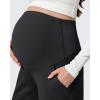 imageG4Free Flurrylux Fleece Lined Maternity Wide Leg Pants Cotton Over The Belly Pregnancy SweatpantsBlack