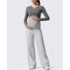 imageG4Free Flurrylux Fleece Lined Maternity Wide Leg Pants Cotton Over The Belly Pregnancy SweatpantsLight Heather