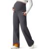 imageG4Free Flurrylux Fleece Lined Maternity Wide Leg Pants Cotton Over The Belly Pregnancy SweatpantsDark Gray