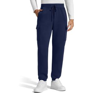 imageG4Free Flurrylux Mens Fleece Lined Joggers Cargo Pants Cotton Warm Drawstring Sweatpants with 4 PocketsRoyal Blue