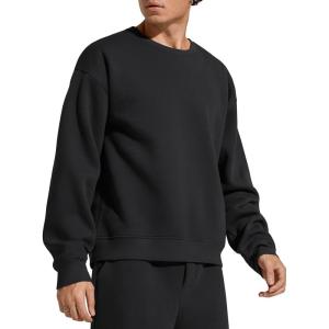 imageG4Free Flurrylux Mens Fleece Lined Sweatshirts Crewneck Pullover Long Sleeve Cotton Warm Fall Casual Loose Fit TopsBlack