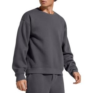 imageG4Free Flurrylux Mens Fleece Lined Sweatshirts Crewneck Pullover Long Sleeve Cotton Warm Fall Casual Loose Fit TopsDark Gray