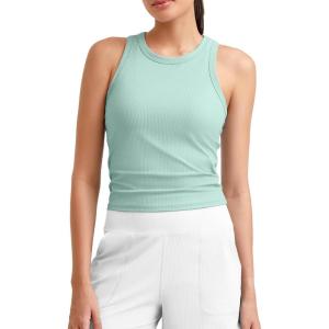 imageG4Free Workout Tank Tops for Women Slim Fitted Racerback Ribbed Athletic Gym Yoga Tanks Summer CasualPowder Blue