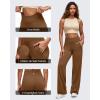 imageG4Free BareFeel Wide Leg Yoga Pants Cross Waist Casual Trousers with Zipper Pockets 29quot31quot33quotDark Coffee