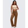 imageG4Free BareFeel Wide Leg Yoga Pants Cross Waist Casual Trousers with Zipper Pockets 29quot31quot33quotDark Coffee