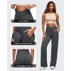 imageG4Free BareFeel Wide Leg Yoga Pants Cross Waist Casual Trousers with Zipper Pockets 29quot31quot33quotDark Gray