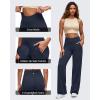 imageG4Free BareFeel Wide Leg Yoga Pants Cross Waist Casual Trousers with Zipper Pockets 29quot31quot33quotDark Navy