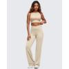 imageG4Free BareFeel Wide Leg Yoga Pants Cross Waist Casual Trousers with Zipper Pockets 29quot31quot33quotLight Khaki