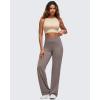 imageG4Free BareFeel Wide Leg Yoga Pants Cross Waist Casual Trousers with Zipper Pockets 29quot31quot33quotTaupe