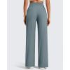 imageG4Free Breathable Ribbed Knit Wide Leg Yoga Pants Women Stretch Yoga Pants High Waist Trouser with PocketsGray Blue