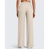 imageG4Free Breathable Ribbed Knit Wide Leg Yoga Pants Women Stretch Yoga Pants High Waist Trouser with PocketsLight Khaki
