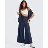 imageG4Free Lightweight Wide Leg Ankle Pants for Women High Waisted Yoga Trouser with Pockets Loose Fit PetiteRegualrTallDark Navy