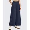 imageG4Free Strowen Women Lightweight Wide Leg Ankle Track Pants with Pockets Stretchy Casual Travel TrousersDark Navy