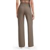 imageG4Free Womnes Ribbed Knit Wide Leg Pants with Pockets Lightweight Stretchy Yoga Pants Casual LoungeDark Brown