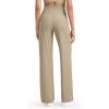 imageG4Free Womnes Ribbed Knit Wide Leg Pants with Pockets Lightweight Stretchy Yoga Pants Casual LoungeDirty Latte