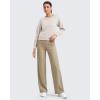imageG4Free Womnes Ribbed Knit Wide Leg Pants with Pockets Lightweight Stretchy Yoga Pants Casual LoungeDirty Latte