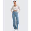 imageG4Free Womnes Ribbed Knit Wide Leg Pants with Pockets Lightweight Stretchy Yoga Pants Casual LoungeDusty Blue