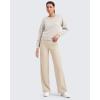 imageG4Free Womnes Ribbed Knit Wide Leg Pants with Pockets Lightweight Stretchy Yoga Pants Casual LoungeLight Khaki