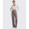 imageG4Free Womnes Ribbed Knit Wide Leg Pants with Pockets Lightweight Stretchy Yoga Pants Casual LoungeTaupe