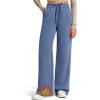 imageG4Free Flurrylux Fleece Lined Sweatpants Women Cotton Wide Leg Pants with Pockets Lounge CasualDenim Blue