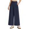 imageG4Free Strowen Women Lightweight Wide Leg Ankle Track Pants with Pockets Stretchy Casual Travel TrousersDark Navy