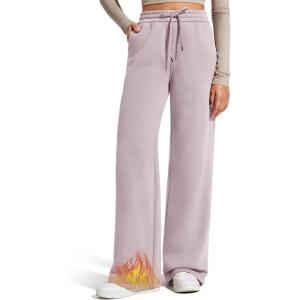 imageG4Free Flurrylux Fleece Lined Sweatpants Women Cotton Wide Leg Pants with Pockets Lounge CasualDusty Rose