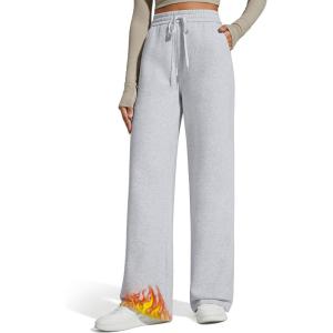 imageG4Free Flurrylux Fleece Lined Sweatpants Women Cotton Wide Leg Pants with Pockets Lounge CasualLight Heather