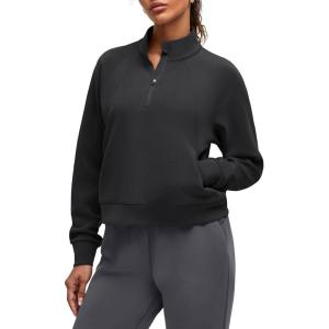 imageG4Free Smoofit Modal Soft Womens Sweatshirts HalfZip Pullover Mock Neck Casual Tops with PocketsBlack