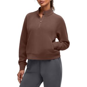 imageG4Free Smoofit Modal Soft Womens Sweatshirts HalfZip Pullover Mock Neck Casual Tops with PocketsDark Coffee