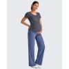 imageG4Free Maternity Dress Yoga Pants with Pockets Over The Belly Stretchy Work Slack Pregnancy Wide Leg Lounge TrousersDenim Blue