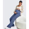 imageG4Free Maternity Dress Yoga Pants with Pockets Over The Belly Stretchy Work Slack Pregnancy Wide Leg Lounge TrousersDenim Blue