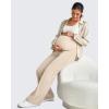 imageG4Free Maternity Dress Yoga Pants with Pockets Over The Belly Stretchy Work Slack Pregnancy Wide Leg Lounge TrousersLight Khaki
