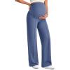 imageG4Free Maternity Dress Yoga Pants with Pockets Over The Belly Stretchy Work Slack Pregnancy Wide Leg Lounge TrousersDenim Blue