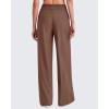 imageG4Free Chillwhisp Lightweight Flowy Wide Leg Pants Women Elastic Waist Drapey Casual Pants with PocketsCoffee Brown