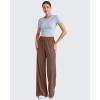imageG4Free Chillwhisp Lightweight Flowy Wide Leg Pants Women Elastic Waist Drapey Casual Pants with PocketsCoffee Brown