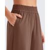 imageG4Free Chillwhisp Lightweight Flowy Wide Leg Pants Women Elastic Waist Drapey Casual Pants with PocketsCoffee Brown