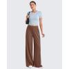 imageG4Free Chillwhisp Lightweight Flowy Wide Leg Pants Women Elastic Waist Drapey Casual Pants with PocketsCoffee Brown