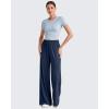 imageG4Free Chillwhisp Lightweight Flowy Wide Leg Pants Women Elastic Waist Drapey Casual Pants with PocketsDark Blue