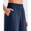 imageG4Free Chillwhisp Lightweight Flowy Wide Leg Pants Women Elastic Waist Drapey Casual Pants with PocketsDark Blue