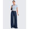 imageG4Free Chillwhisp Lightweight Flowy Wide Leg Pants Women Elastic Waist Drapey Casual Pants with PocketsDark Blue