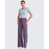 imageG4Free Chillwhisp Lightweight Flowy Wide Leg Pants Women Elastic Waist Drapey Casual Pants with PocketsGrape Purple