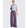 imageG4Free Chillwhisp Lightweight Flowy Wide Leg Pants Women Elastic Waist Drapey Casual Pants with PocketsGrape Purple