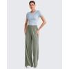 imageG4Free Chillwhisp Lightweight Flowy Wide Leg Pants Women Elastic Waist Drapey Casual Pants with PocketsGray Olive