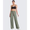 imageG4Free Chillwhisp Lightweight Flowy Wide Leg Pants Women Elastic Waist Drapey Casual Pants with PocketsGray Olive