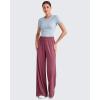 imageG4Free Chillwhisp Lightweight Flowy Wide Leg Pants Women Elastic Waist Drapey Casual Pants with PocketsWine