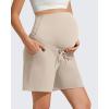 imageG4Free EverGoing Maternity Athletic Shorts with Pockets Over The Belly Drawstring Casual Pregnancy Shorts Yoga WorkoutLight Khaki