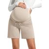 imageG4Free EverGoing Maternity Athletic Shorts with Pockets Over The Belly Drawstring Casual Pregnancy Shorts Yoga WorkoutLight Khaki