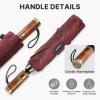 imageG4Free 54 Inch Inverted Windproof Umbrella with Wooden Handle Large Double Canopy Auto Open amp Close Golf Umbrella Portable amp Durable Rain Umbrella Fits Car amp BackpackWine Red